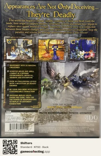 Shifters PlayStation 2, NTSC box back