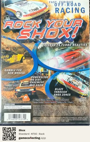 Shox PlayStation 2, NTSC box back