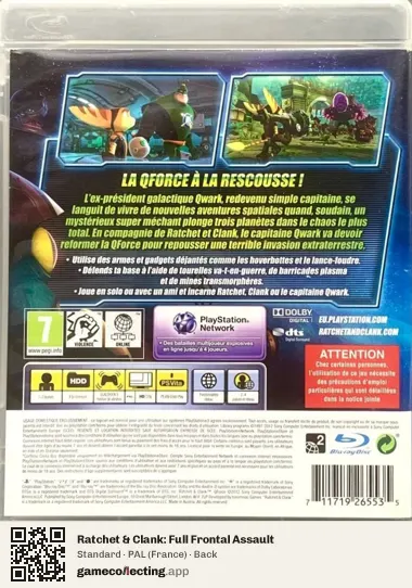 Ratchet & Clank: Full Frontal Assault PlayStation 3, France box back