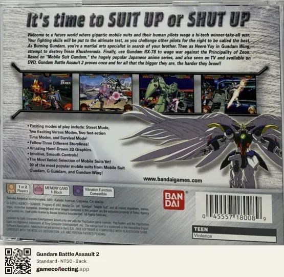 Gundam Battle Assault 2 PlayStation, NTSC box back