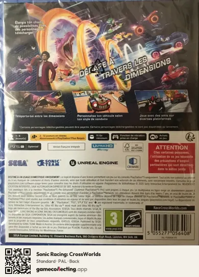 Sonic Racing: CrossWorlds PlayStation 5, PAL box back