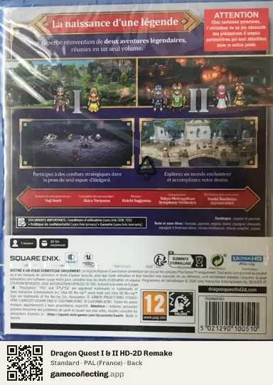 Dragon Quest I & II HD-2D Remake PlayStation 5, France box back