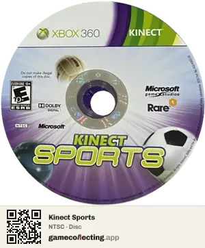 Kinect Sports Xbox 360, NTSC disc