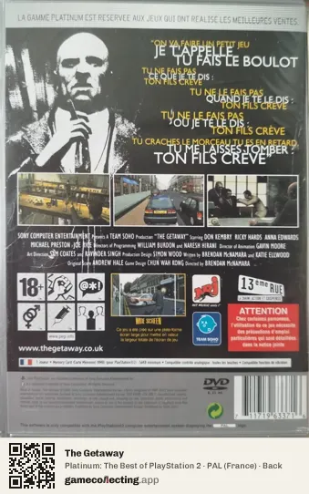 The Getaway PlayStation 2, France box back