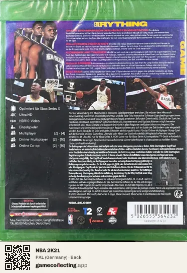 NBA 2K21 Xbox Series X, Germany box back