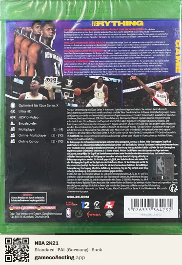 NBA 2K21 Xbox Series X, Germany box back