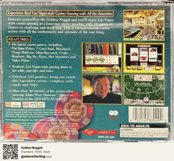 Golden Nugget PlayStation, NTSC box back