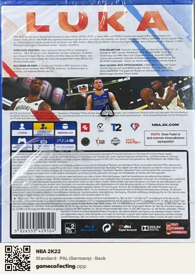 NBA 2K22 PlayStation 4, Germany box back