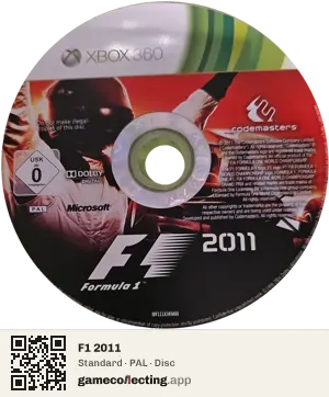 F1 2011 Xbox 360, PAL disc