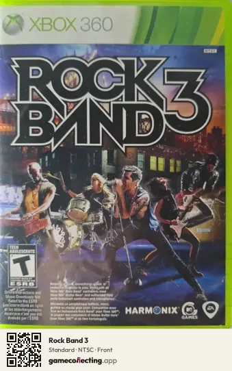 Rock Band 3 Xbox 360, NTSC box front