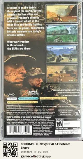 SOCOM: U.S. Navy SEALs Fireteam Bravo PlayStation Portable, NTSC box back
