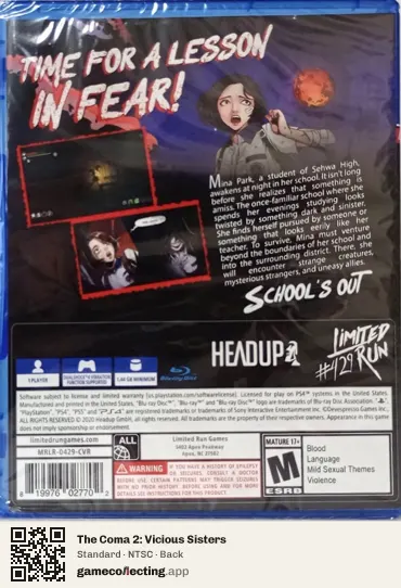 The Coma 2: Vicious Sisters PlayStation 4, NTSC box back