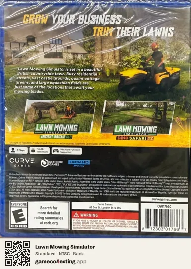 Lawn Mowing Simulator PlayStation 5, NTSC box back