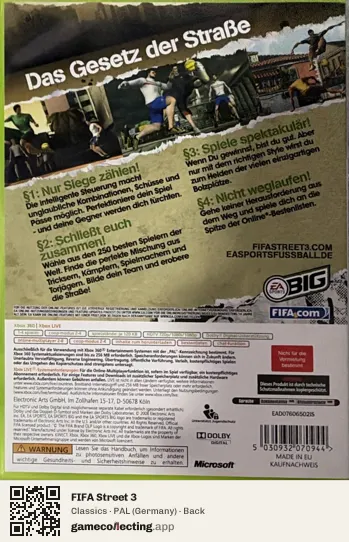 FIFA Street 3 Xbox 360, Germany box back