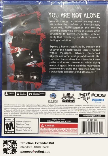 Infliction: Extended Cut PlayStation 5, NTSC box back