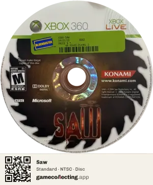 Saw Xbox 360, NTSC disc