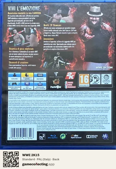 WWE 2K15 PlayStation 4, Italy box back