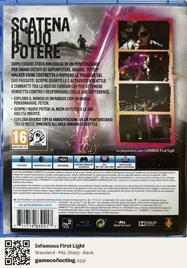 Infamous First Light PlayStation 4, Italy box back
