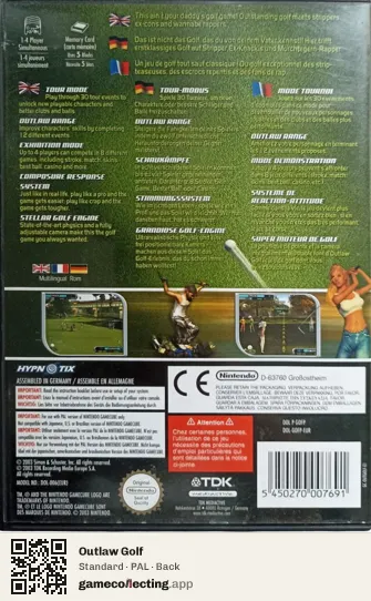 Outlaw Golf Nintendo GameCube, PAL box back