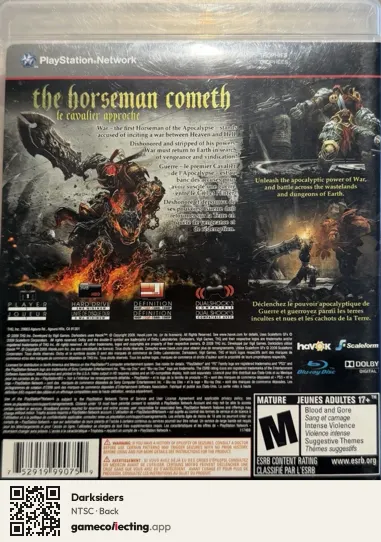 Darksiders PlayStation 3, NTSC box back