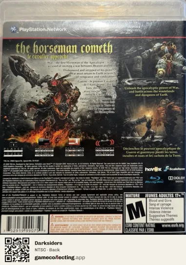 Darksiders PlayStation 3, NTSC box back