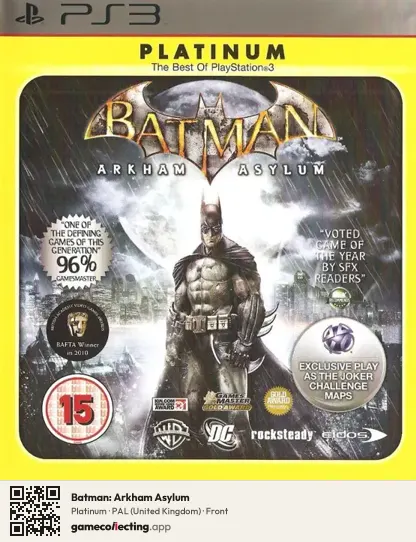 Batman: Arkham Asylum PlayStation 3, United Kingdom box front