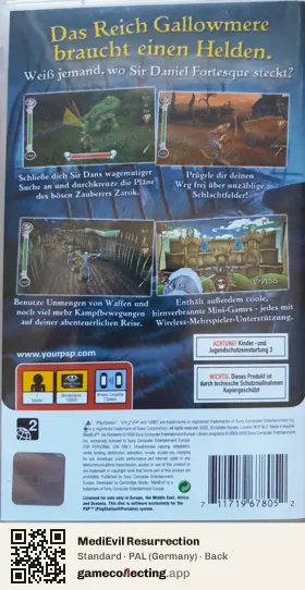 MediEvil Resurrection PlayStation Portable, Germany box back