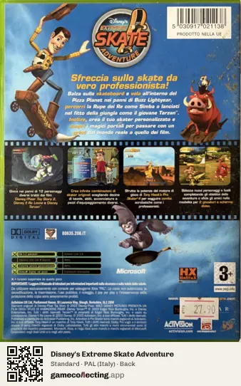 Disney's Extreme Skate Adventure Xbox, Italy box back