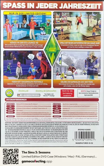 The Sims 3: Seasons Computer, Germany box back