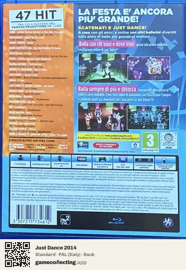 Just Dance 2014 PlayStation 4, Italy box back