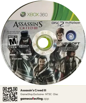 Assassin's Creed III Xbox 360, NTSC disc