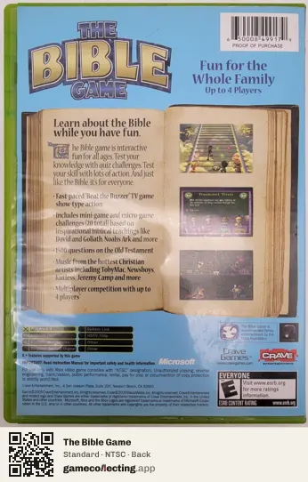 The Bible Game Xbox, NTSC box back