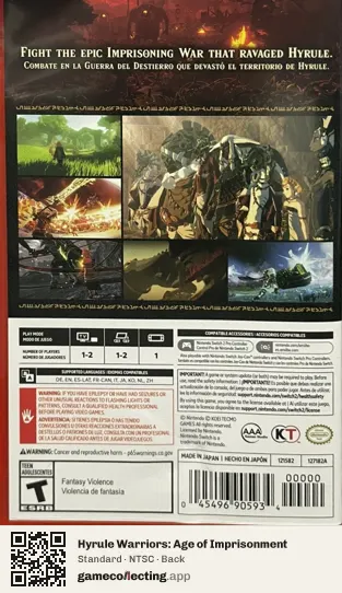 Hyrule Warriors: Age of Imprisonment Nintendo Switch 2, NTSC box back