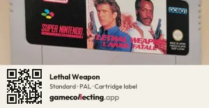 Lethal Weapon Super Nintendo Entertainment System, PAL cartridge label
