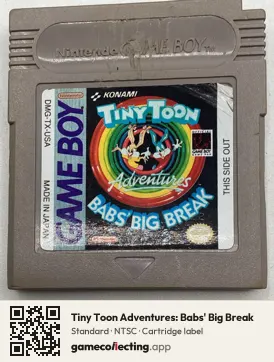 Tiny Toon Adventures: Babs' Big Break Game Boy, NTSC cartridge label