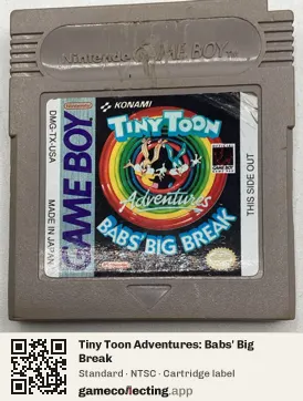Tiny Toon Adventures: Babs' Big Break Game Boy, NTSC cartridge label