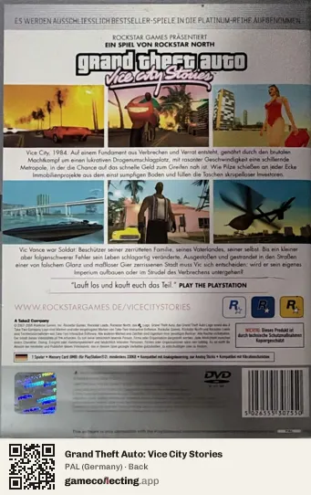 Grand Theft Auto: Vice City Stories PlayStation 2, Germany box back
