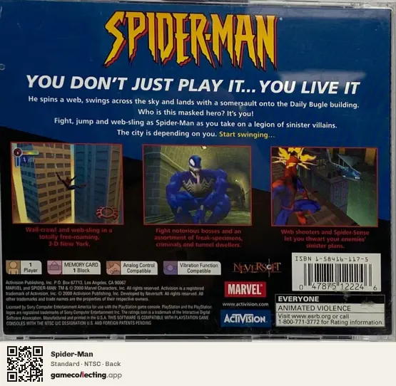 Spider-Man PlayStation, NTSC box back
