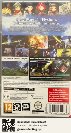 Xenoblade Chronicles 2 Nintendo Switch, France box back