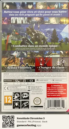 Xenoblade Chronicles 3 Nintendo Switch, France box back