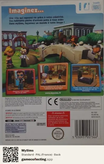 MySims Nintendo Wii, France box back