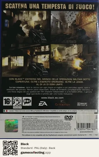 Black PlayStation 2, Italy box back