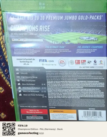 FIFA 19 Xbox One, Germany box back