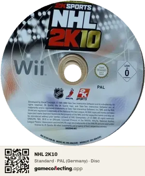 NHL 2K10 Nintendo Wii, PAL disc