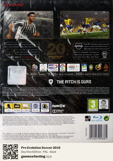 Pro Evolution Soccer 2016 PlayStation 3, PAL box back