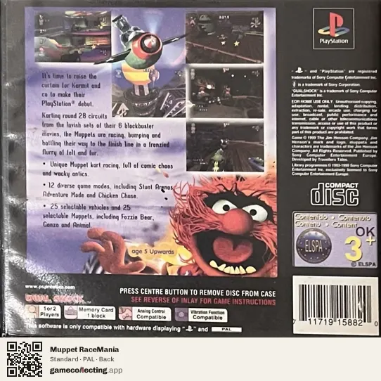 Muppet RaceMania PlayStation, PAL box back