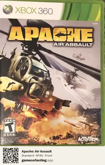 Apache: Air Assault Xbox 360, NTSC box front