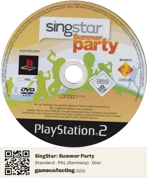SingStar: Summer Party PlayStation 2, PAL disc