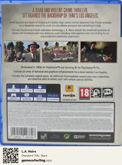 L.A. Noire PlayStation 4, PAL box back