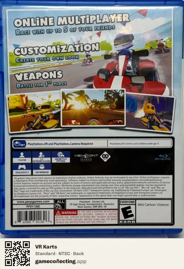 VR Karts PlayStation 4, NTSC box back